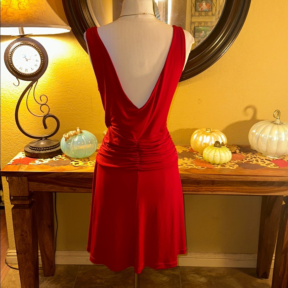 Max & Cleo Vibrant Red Wrap Mini Dress - Picture 4 of 5